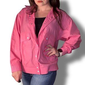 Vintage Koret 80s 90s Windbreaker Jacket in Barbie Pink Size Medium